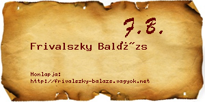 Frivalszky Balázs névjegykártya