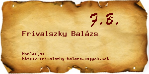 Frivalszky Balázs névjegykártya
